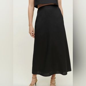 reformation linen midi skirt